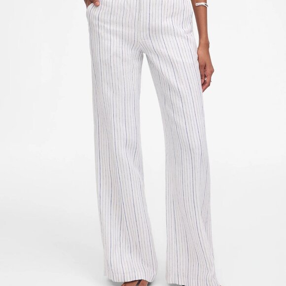 Madewell Zoe Women’s Relaxed Wide Pant 100% Linen Blue White Beachy Stripe (2) - Picture 6 of 6